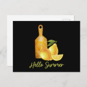 hallo Summer Lemon Tropical Fruit Uitnodiging Briefkaart (Voorkant / Achterkant)