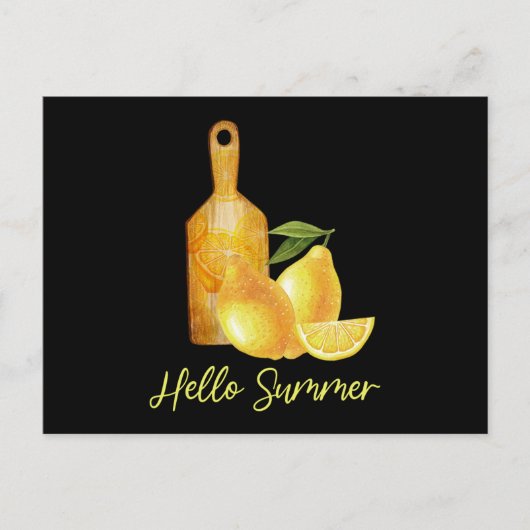 hallo Summer Lemon Tropical Fruit Uitnodiging Briefkaart (Voorkant)