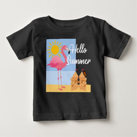 hallo Summer Pink Flamingo Design - Baby Fine Jers (Voorkant)