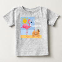 hallo Summer Pink Flamingo Design - Baby Fine Jers