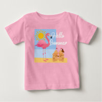 hallo Summer Pink Flamingo Design - Baby Fine Jers