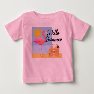 hallo Summer Pink Flamingo Design - Baby Fine Jers