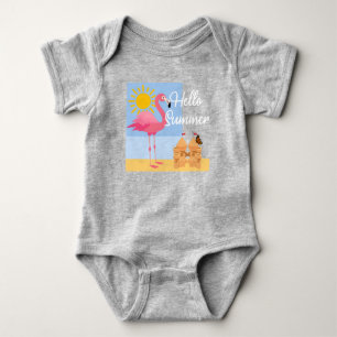 hallo Summer Pink Flamingo Design - Baby Jersey Bo Romper
