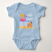 hallo Summer Pink Flamingo Design - Baby Jersey Bo Romper (Voorkant)