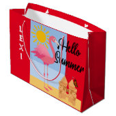 hallo Summer Pink Flamingo Design - Gift Bag - Lar Groot Cadeauzakje (Achterkant Gekanteld)