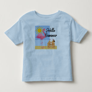 hallo Summer Pink Flamingo Design - Toddler Fine J Kinder Shirts
