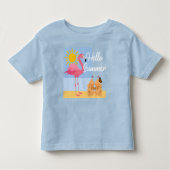 hallo Summer Pink Flamingo Design - Toddler Fine J Kinder Shirts (Voorkant)