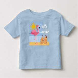 hallo Summer Pink Flamingo Design - Toddler Fine J Kinder Shirts