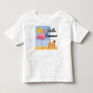 hallo Summer Pink Flamingo Design - Toddler Fine J Kinder Shirts