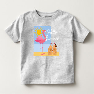 hallo Summer Pink Flamingo Design - Toddler Fine J Kinder Shirts
