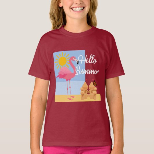 hallo Summer Pink Flamingo Design - Toddler Fine J T-shirt (Voorkant)