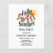 hallo Summer Pool Party Bday Budget Uitnodiging (Voorkant)