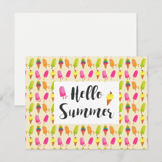 hallo Summer Popsicles en Ice Cream Briefkaart (Voorkant / Achterkant)