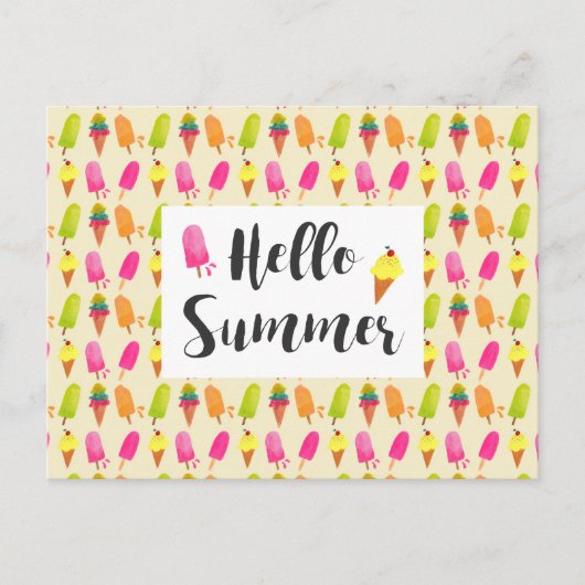 hallo Summer Popsicles en Ice Cream Briefkaart (Voorkant)