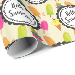 hallo Summer Popsicles en Ice Cream Cadeaupapier