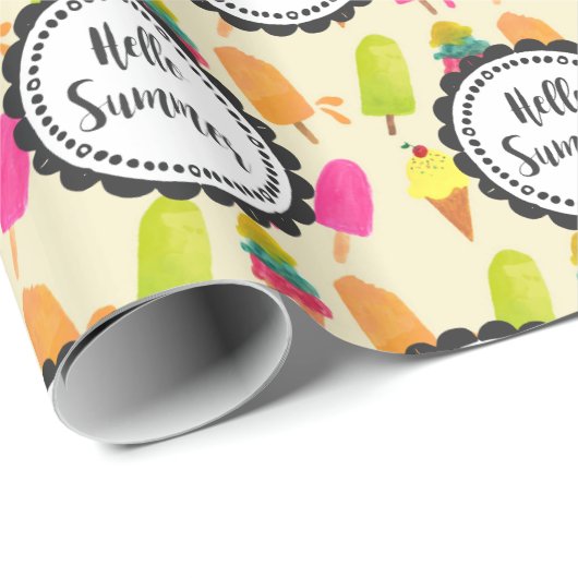 hallo Summer Popsicles en Ice Cream Cadeaupapier (Rol Hoek)
