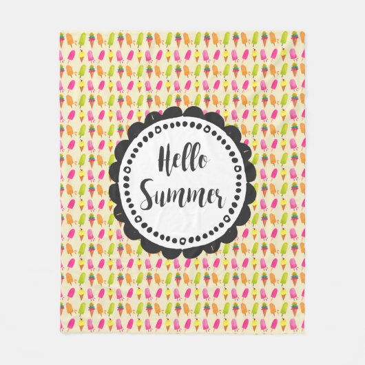 hallo Summer Popsicles en Ice Cream Fleece Deken (Voorkant)