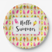 hallo Summer Popsicles en Ice Cream Papieren Bordje (Voorkant)