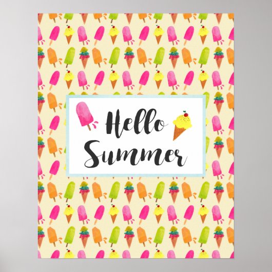 hallo Summer Popsicles en Ice Cream Poster (Voorkant)