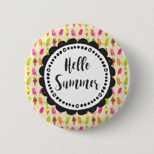 hallo Summer Popsicles en Ice Cream Ronde Button 5,7 Cm