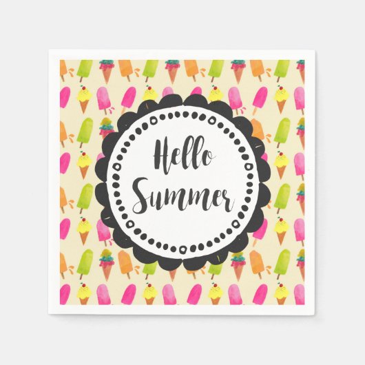 hallo Summer Popsicles en Ice Cream Servetten (Voorkant)