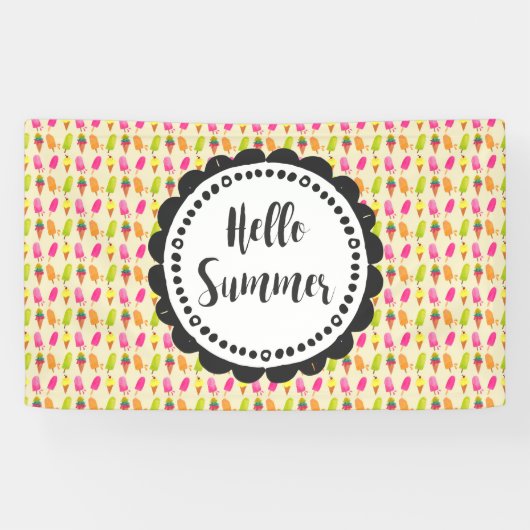 hallo Summer Popsicles en Ice Cream Spandoek (Horizontaal)