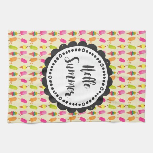 hallo Summer Popsicles en Ice Cream Theedoek (Horizontaal)