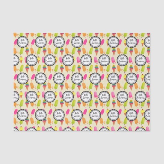 hallo Summer Popsicles en Ice Cream Tissuepapier (Voorkant)