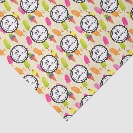 hallo Summer Popsicles en Ice Cream Tissuepapier (Detail)