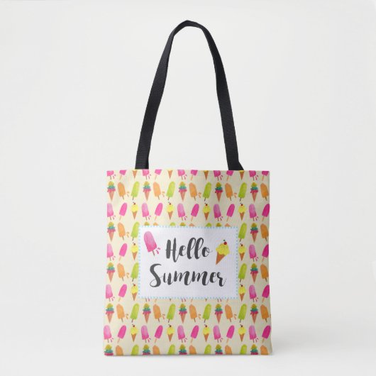 hallo Summer Popsicles en Ice Cream Tote Bag (Voorkant)