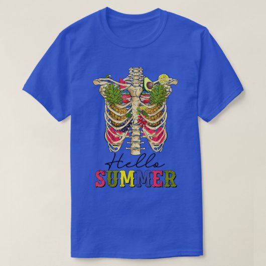 hallo Summer Skeleton Flower Watermelon Beach Trop T-shirt (Design voorkant)