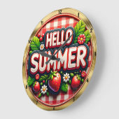 Hallo Summer Strawberry Gingham Grote Klok (Hoek)