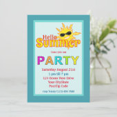 hallo Summer Sun Party Kaart (Staand voorkant)