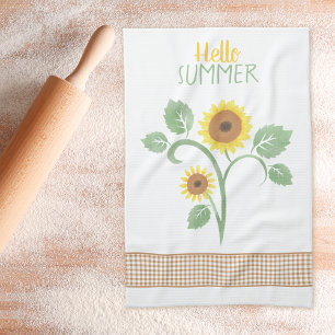 hallo Summer Sunflower Gingham Theedoek