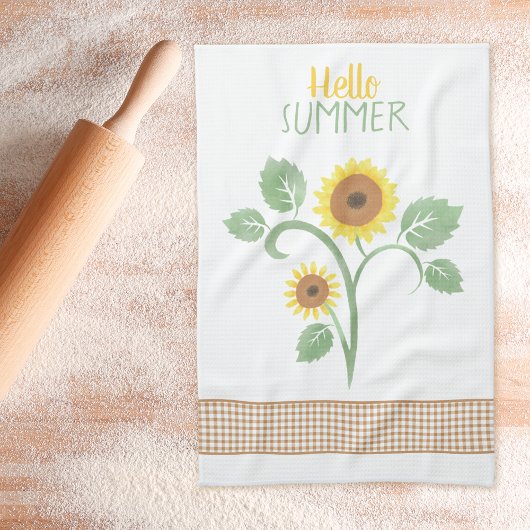hallo Summer Sunflower Gingham Theedoek