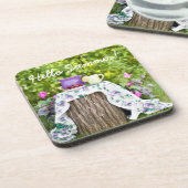 hallo Summer Tea en Plums in de tuin Bier Onderzetter (Linkerzijde)