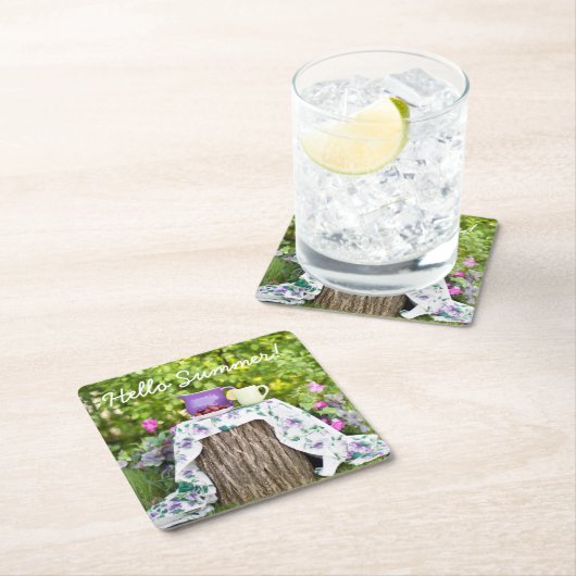 hallo Summer Tea en Plums in de tuin Kartonnen Onderzetters (Insitu)