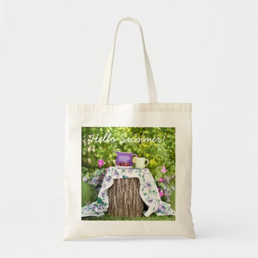hallo Summer Tea en Plums in de tuin Tote Bag (Voorkant)