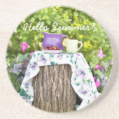 hallo Summer Tea en Plums in de tuin Zandsteen Onderzetter (Voorkant)