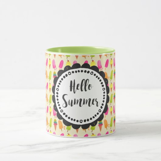 hallo Summer Typography Popsicles en Ice Cream Mok (Midden)