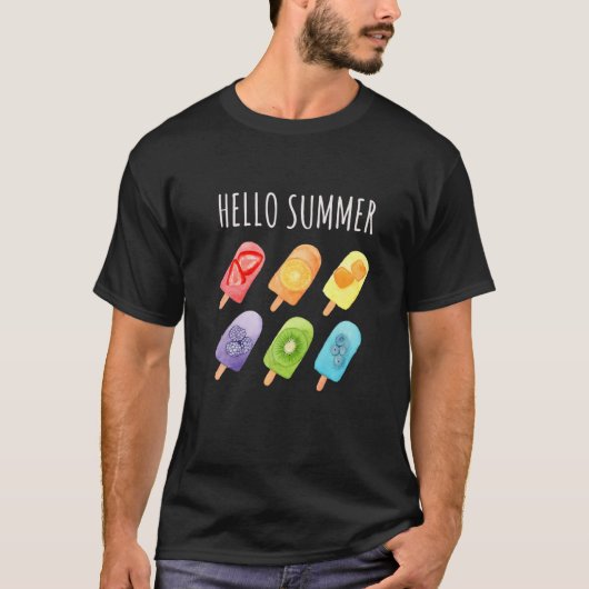 hallo Summer Vacation Ice Cream Popsiche T-shirt (Voorkant)
