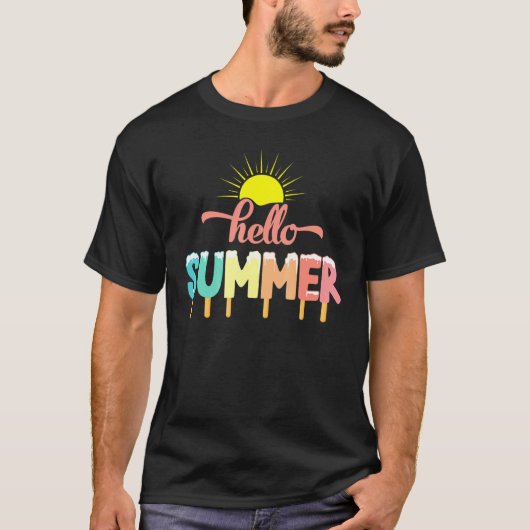 hallo Summer Vacation Ice Lolly Ice Cream Popsiche T-shirt (Voorkant)
