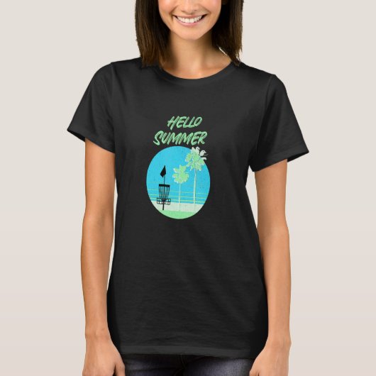 hallo Summer Vacation Sunset Disc Golf T-shirt (Voorkant)