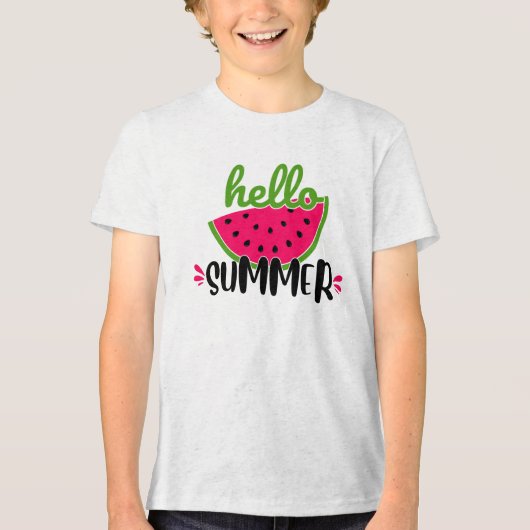 Hallo Summer Watermeloen Tri-Blend Shirt (Voorkant)