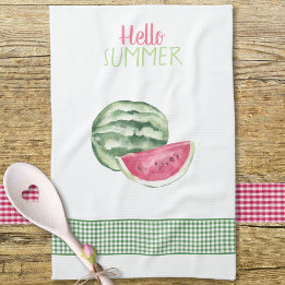 hallo Summer Watermelon Gingham Theedoek