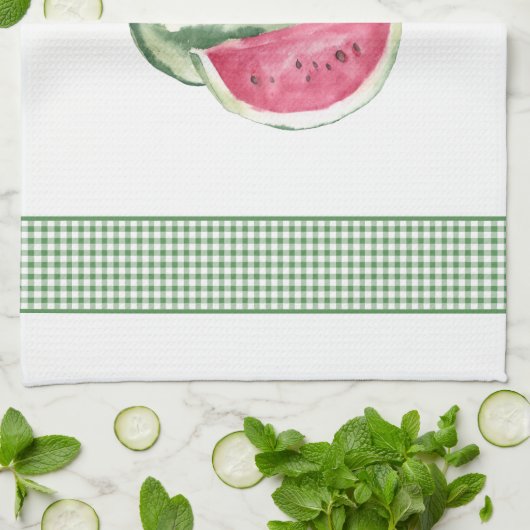 hallo Summer Watermelon Gingham Theedoek (Gevouwen)