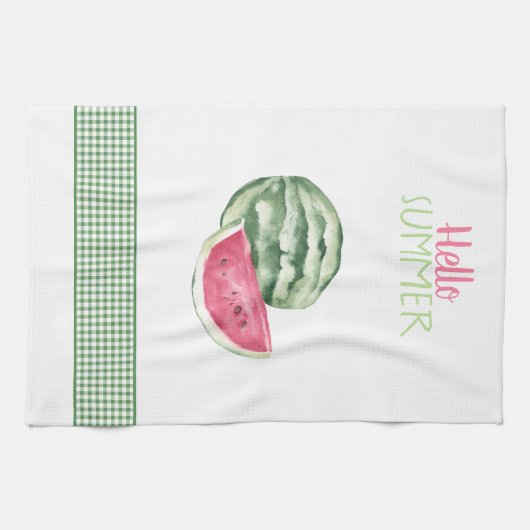 hallo Summer Watermelon Gingham Theedoek (Horizontaal)