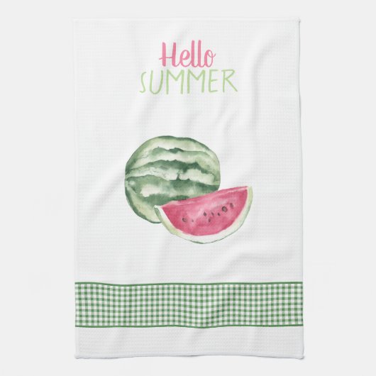hallo Summer Watermelon Gingham Theedoek (Verticaal)