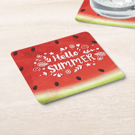 hallo Summer Watermelon Kartonnen Onderzetters (Schuin)