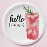 hallo Summer Waterverf Red Cherry Cocktail Papieren Bordje<br><div class="desc">hallo Summer Waterverf Red Cherry Cocktail</div>